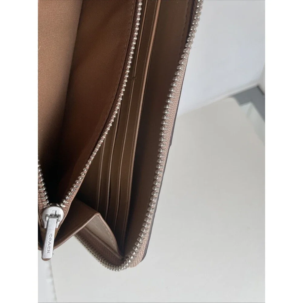 Coach Long Zip Around Wallet  CW947 Tan Signature Coated canvas